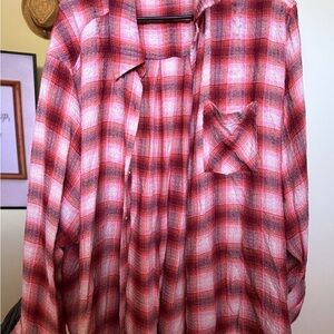 Lane Bryant Red Plaid Button Down Shirt